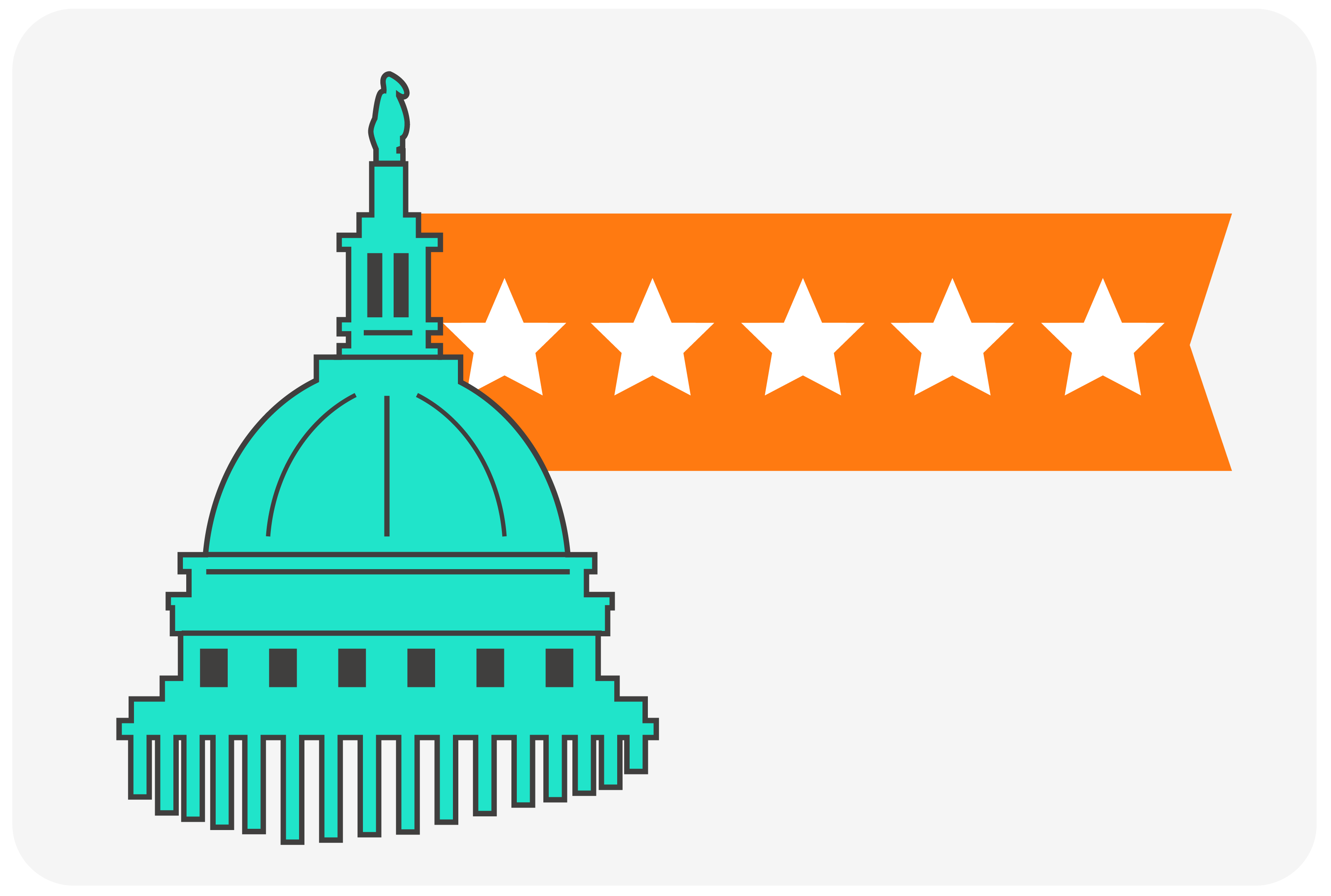 Illustration of a domed government building with a banner displaying five stars, representing a government program or rating.